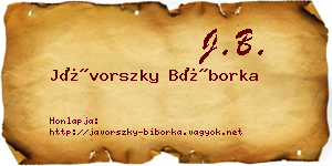 Jávorszky Bíborka névjegykártya